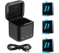 Chargeur Triple Et Boîte De Stockage De Batterie Avec Chargeur À 3 Canaux Avec 3 Batteries Li-Ion Pour Gopro Hero 12 Hero 11 Hero 10 Hero 9 Black (1 Chargeur + 3 Batteries)