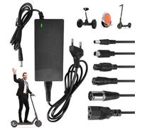 Chargeur Trotinette Electrique 42V 2A, Universel Trotinette Chargeur de Batterie avec 6 Connecteurs Chargeur Hoverboard Chargeur électrique Scooter avec Indicateur de LED DC 5,5 mm 2,1 mm Connecteur
