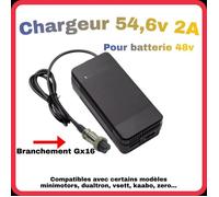 Chargeur trottinette 54,6v 2A pour Dualtron Futecher Gun (Version48v),Speedtrot ST16GX , GX14 [POUR trottinettes en batterie 48v]