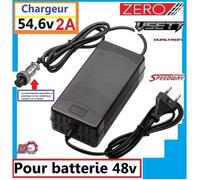 Chargeur trottinette 54,6v 2A pour Zero 8 ,Dualtron,kaabo,vsett 8 lite Speedway mini 4 pro [ POUR trottinettes en batterie 48v ]