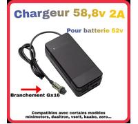 Chargeur trottinette 58,8v 2A Zero 8x , Zero 9 ,Speedway 4+ ,vsett 9 ,Weebot Zephyr [Pour trottinettes en batterie 52v ]