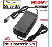 Chargeur trottinette 58,8v 3A chargeur 52v chargeur rapide GX16 pour Zero 10x ,Dualtron mini ,kaabo,vsett trottinette électrique