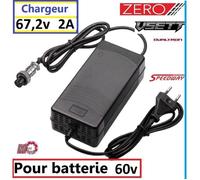 Chargeur trottinette 67,2v 2A pour batterie 60v chargeur rapide pour GX16 pour Zero ,Dualtron,kaabo,vsett trottinette électrique