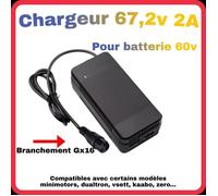 Chargeur trottinette 67,2v 2A Vsett 10+ ,Dualtron City,Dualtron Spider II,Kaabo Wolf Warrior,Kaabo GT MANTIS [Pour trottinettes en