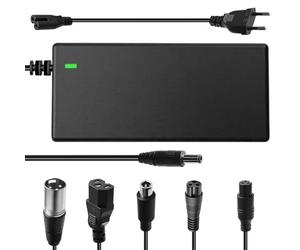 Chargeur Trottinette Electrique pour Xiaomi 42V 2A M365 Hoverboard Equipé de 6 Connecteurs: DC5.5 x2.1/DC5.5 x2.5/8mm 3 Prong /12mm 3 Prong /8mm RCA/3-Pin Male XLR pour Mi Pro 2, Monocycle, Scooter