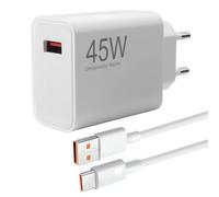 Chargeur Turbo 45W Rapide USB-C pour Xiaomi Redmi Note 14, POCO X7 Pro, Mi 11, 10T, Redmi 13X, 6A Câble USB-C 2m, Chargeur Rapide 45W pour Redmi, Charge Turbo pour Red-mi Note 13, 12, Mi Pad, POCO X5