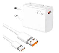 Chargeur Turbo 90W USB C, avec Un Câble 6A 1.5 M, Compatible avec Xiaomi 15 Ultra/15S Pro/15T/14/13 Lite/12 Redmi Note 14 Pro+/13/12/11 5G POCO X7 Pro/X6/M7/F7 Pro/F6/F5/F4