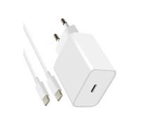 Chargeur Ultra Rapide 20W avec Câble USB-C 1 mètre Blanc