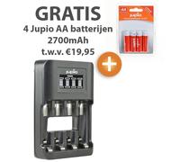 Chargeur ultra-rapide USB Jupio 4 slots AA/AAA avec 4 piles AA 2700mAh gratuites