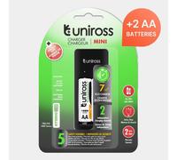 Uniross Chargeur Mini Hybrio AA/AAA Ni-MH 1,2 V avec 2 piles AA 1000 mAh incluses
