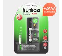 Chargeur Uniross Mini avec 2 piles AAA 600mAh