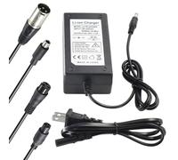 Chargeur universel 42 V 2 A 5 prises pour batterie au lithium 36 V CC 5,5 x 2,1 avec connecteur 3 broches de 8 mm/12 mm 3 broches/RCA 8 mm/connecteur XLR mâle à 3 broches, adaptateur d'alimentation