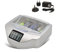 Chargeur universel de piles C/D/AA/AAA/6LR61 NiCd, NiMH et alcalines - Piles Rechargeables et Non Rechargeables - Ecran LCD avec Niveau de Charge