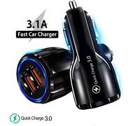 Chargeur universel en alliage d'aluminium Qc3.0 Dual Usb Car Charging Stable Power Smart Shunt Built- in Management Chip Car- Charger Noir