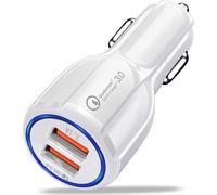 Chargeur universel en alliage d'aluminium Qc3.0 Dual Usb Car Charging Stable Power Smart Shunt Built- in Management Chip Car- Charger White