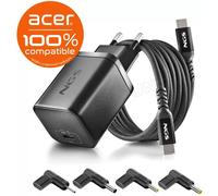 NGS Bud 65W-AC - Pack Chargeur GaN USB-C Ultra-Rapide 65W + Câble 1,5 m + 4 Connecteurs Acer, Power Delivery/PPS - Charge pour Ordinateurs Portables, Tablettes et Smartphones, Compact et Portable