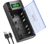 Chargeur Universel pour Piles AA/AAA/C/D/9V NiMH/NiCD,avec Écran LCD,Fonction Décharge et 4 Logements (sans Adaptateur)