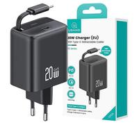Chargeur - USAMS - Avec Câble USB-C Rétractable - Pour iPhone 11 à 15 - Noir - Charge et Transfert de Données