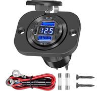 Chargeur Usb 12 V, Affichage Led Bleu, Qc3.0 Et Pd3.0 Pour Moto Prise De Courant Étanche 12-24 V En Alliage D'aluminium Pour Voiture, Camping-Car, Moto, Camion