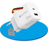 Chargeur Usb, 1x 33 Watt Port Usb-C, 1x 30 Watt Port Usb-A, Gan Chargeur Rapide, Alimentation Usb, Chargeur De Téléphone Portable Avec Détection Automatique Du Courant De Charge, Blanc