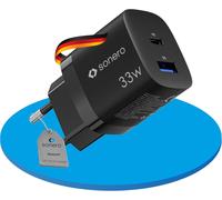 Chargeur Usb, 1x 33 Watt Port Usb-C, 1x 30 Watt Port Usb-A, Gan Chargeur Rapide, Alimentation Usb, Chargeur De Téléphone Portable Avec Détection Automatique Du Courant De Charge, Noir