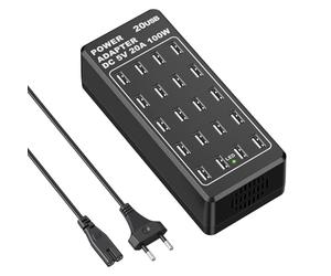 Chargeur USB, 20 Port USB Charging Station, Smart USBA Multi-Function Charger, Multi USBA Chargeur, Compatible avec iPhone 11/12/13/14/15/Samsung S22/S23/S24/Google Pixel/Xiaomi/Oppo/iPad/Tablettes