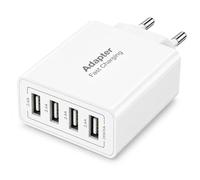 Chargeur USB 25W avec 4 Ports USB-A, Prise Multiple et Adaptateur Secteur, Charge Rapide pour iPhone 17/16/15/14/13/12/11/8/7/6/SE, iPad, Samsung Galaxy, Xiaomi, Huawei, pour Maison Bureau Voyage