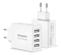 Chargeur USB 2Pack, 25W 4 Port Prise USB Multiple Chargeur Secteur Adaptateur chargeur Multiple USb Charger pour iPhone 17/16/15/14/13/12/SE/X/XS/XR/8/7/6,iPad,Samsung Galaxy S25/S24/S23,Xiaomi,Huawei