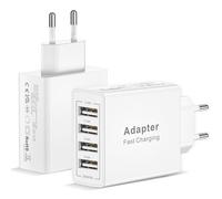 Chargeur USB 2Pack, Prise USB Multiple 4 Ports Chargeur Rapide Multiple Samsung Chargeur Secteur USB Adaptateur pour iPhone 17 16 15 14 13 12, Samsung S25 Ultra S24 S23 S22 iPad Xiaomi Huawei Google