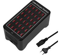 Chargeur USB 30 Ports,150W/30A Chargeur USB intelligent, Hub de charge de bureau 30 en 1, Station de charge multi-ports Organisateur pour Samsung/iPhone/iPad/Google Pixel/Tablettes et électronique USB