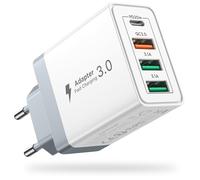 Chargeur USB, 40W Prise USB Multiple 4 Port Chargeur iPhone Rapide 3.1A PD Type C Adaptateur Secteur USBC pour iPhone 16 15 14 13 12 11 Pro Max X XS XR 8 7 6S Plus Mini, iPad,Samsung Galaxy