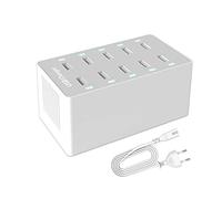 Chargeur USB, 50 W, 10 Prises USB, avec Technologie de détection Intelligente, Source d'alimentation USB Multiple en même Temps, Convient pour Smartphones, écouteurs, tablettes, etc.