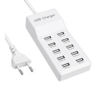 Chargeur USB 50W 10 Ports Station de Charge Rapide Multi-Appareils | Bloc d'alimentation Compatible avec iPhone 12 13 14 15 16 Samsung S21 S22 S23 S24 iPad Tablette Xiaomi Huawei Oppo OnePlus