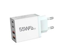Chargeur usb 55w pd3.0 avec 2 ports usb 3.1a + 2 ports usb-c pd20w.