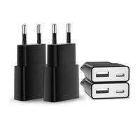 Chargeur USB 5V/1A 2Port Mini USB Mural Chargeur Secteur USB Adaptateur de Prise Universel Compatible avec iPhone Apple, Samsung, Nexus, Nokia, Huawei, Xiaomi, HTC, Sony, LG (Noir 4pack)