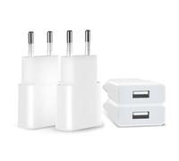 Chargeur USB 5V / 1A 4Pack Mini USB Mural Chargeur Secteur USB Adaptateur de Prise Universel Compatible avec iPhone Apple, Samsung, Nexus, Nokia, Huawei, Xiaomi, HTC, Sony, LG，Tablettes, MP3-Blanc