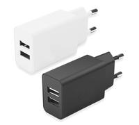 Chargeur USB 5V/2A 10W Double Port - Pack de 2 Adaptateurs Secteur Universels Type C Européen,Compatible avec iPhone, Samsung, Redmi,Oppo, Huawei, Moto, Nokia, Tablettes et Appareils USB-Noir & Blanc