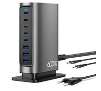 Chargeur USB, 600 W, 8 ports, pour ordinateur portable, iPhone 16, 15, 14, 13, Galaxy S22, S24, MacBook Air, Dell XPS, tablettes