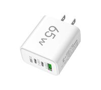 Chargeur USB 65 W - Adaptateur Mural Triple Port ABS Mat, Bloc d'alimentation Haute Vitesse Double USB PD, Conception Cubique Compacte | Bloc De Charge Rapide pour Smartphone, Voyage, Maison