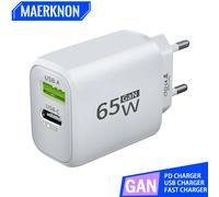 Chargeur USB 65W GaN Type C, charge rapide, adaptateur d'alimentation PD, 3.0, pour iPhone 15 Xiaomi POCO Samsung Oneplus Black US