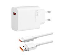 Chargeur USB 67W pour Xiaomi Redmi 14 13T 13 12 11 Pro Redmi Note 15 14 13 12 5G Mi 14T 13T 12 Pro 11T 10 Poco X6 X5 X4, Adaptateur Bloc d’Alimentation Fast Charger Turbo avec Câble de Charge 2m 6A