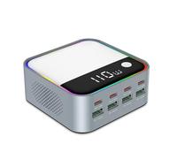 Chargeur USB 8 - en - 1 120W GaN Station de Charge Rapide - Double Port 100W, LED Ambiante Colorée, Compatible et Multi Appareils - Protection Intelligente, Large Tension 100 -