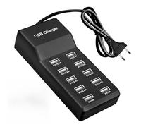 Chargeur USB à 10 ports - 50 W - 5 V - Chargeur USB multiple - 10 ports - Station de charge rapide pour téléphones portables, tablettes, consoles de jeux (prise UE)
