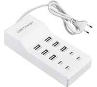 Chargeur Usb À 10 Ports, 50 W, 5 V, Multiple, 10 Ports, Hub, Station De Charge Rapide, Pour Téléphones Portables, Tablettes, Consoles De Jeux (Prise Ue)[Cha8222578]