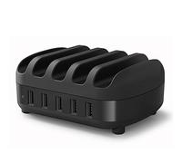 Chargeur USB à 5 Ports, plusieurs emplacements de prise USB-A, Station de charge rapide, adaptateur d'alimentation Multi USB avec support,Black