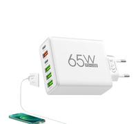 Chargeur USB - Alimentation 65W | Borne De Recharge 6 Ports | 4X USB 2X PD Charger Rapide pour Oid TéPortable Tablette Chargeur Mural Prise QC 3.0 Adaptateur Prise Multiple Portable IGN