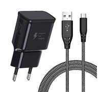 Chargeur USB avec Câble de Charge en Nylon Câble de Charge Rapide USB C 2M pour Samsung Galaxy S23,S22,S21,S20 FE,S10,S9,S8 Plus,A54,A53,A52,A52S,A51,A50,A34,A33,A20,A20e,A14,A13,Z Flip4,Z Fold3