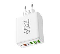 Chargeur USB avec plusieurs connexions Station de charge à vitesse de 65 W avec 4 connexions USB et 2 ports Type C | Chargeur mural pour tablettes, ordinateurs portables, chez vous et à la maison
