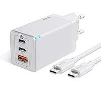 Chargeur USB Baseus 65W Multiple avec câble de Charge Rapide 100W, Chargeur Rapide d'alimentation USB C avec GaN, Adaptateur PPS pour Mac, iPhone, Galaxy (Blanc)