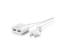 Chargeur USB - Blanc - 1,9 m - 2 ports USB-A - 2,4 A - Multi-plateforme